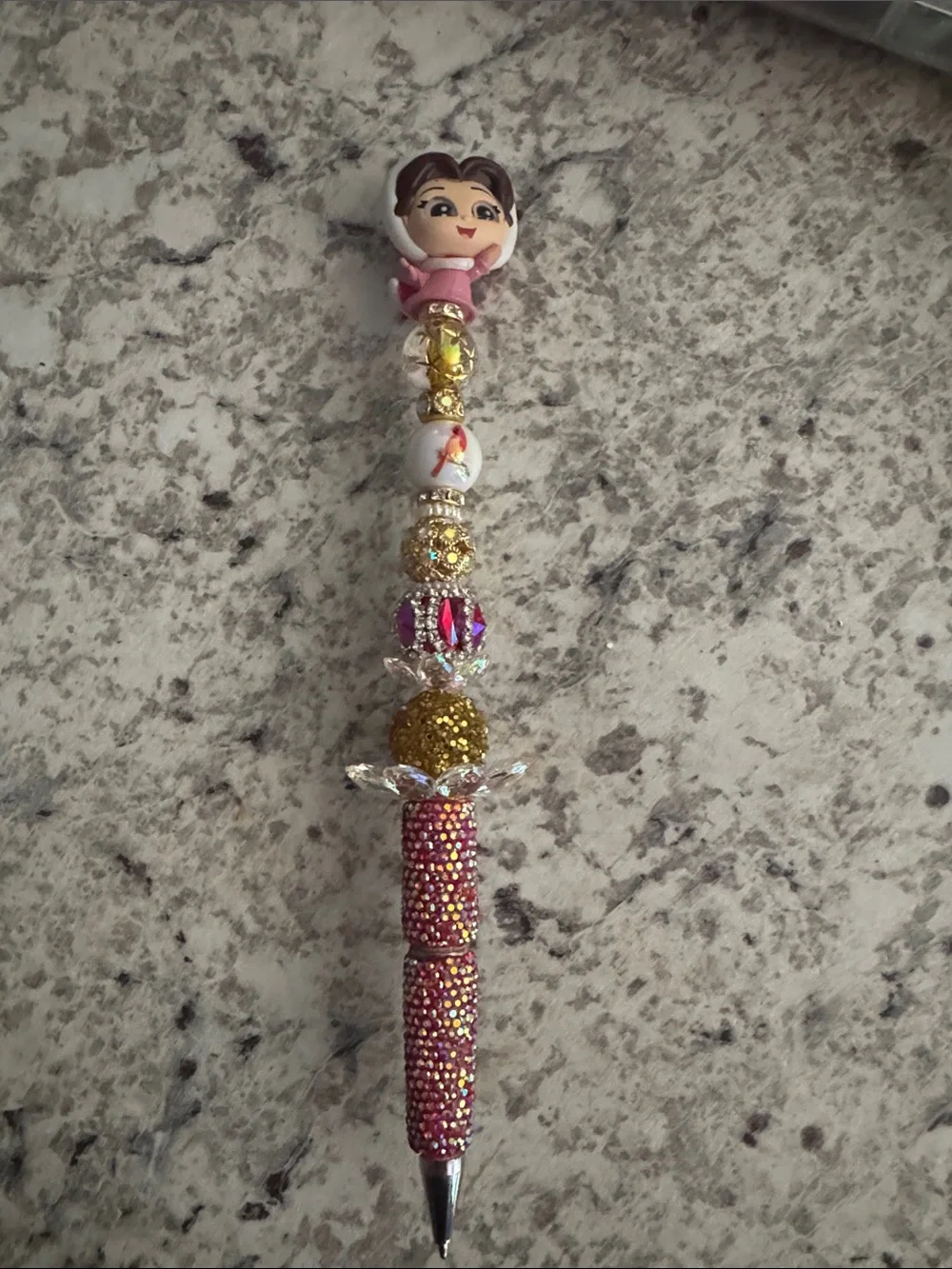 NWOT Disney Doorables Christmas Belle Beaded Pen Handmade by Me